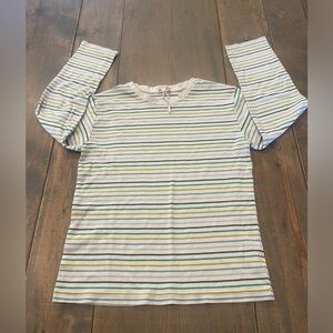 DP..am Boy’s Long Sleeve Multicolored Stripped Pajama Shirt 100% Cotton Size: 12